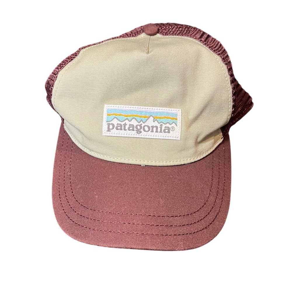 Patagonia Trucker Hat Unisex One Size Burgundy Tan Mesh Snapback STY38198